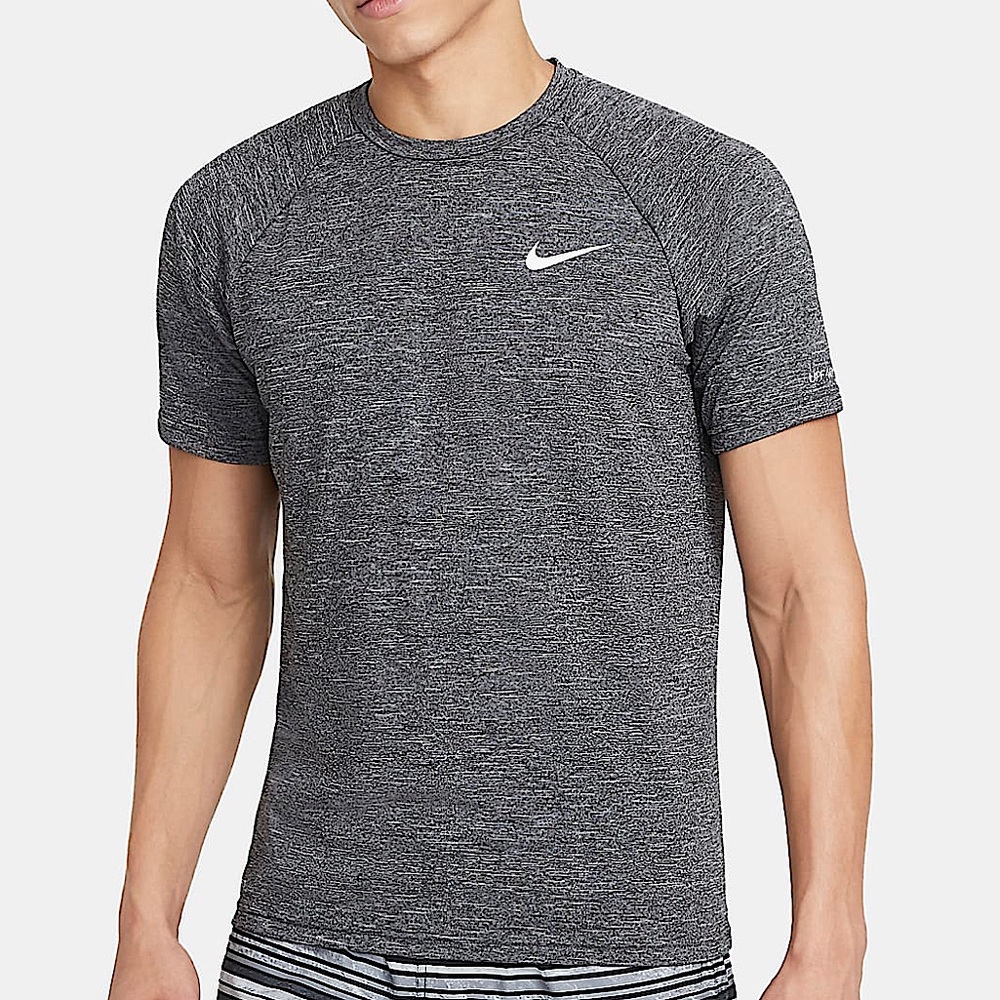 Nike Men's Heathered Short-Sleeve Hydroguard Swim Shirt